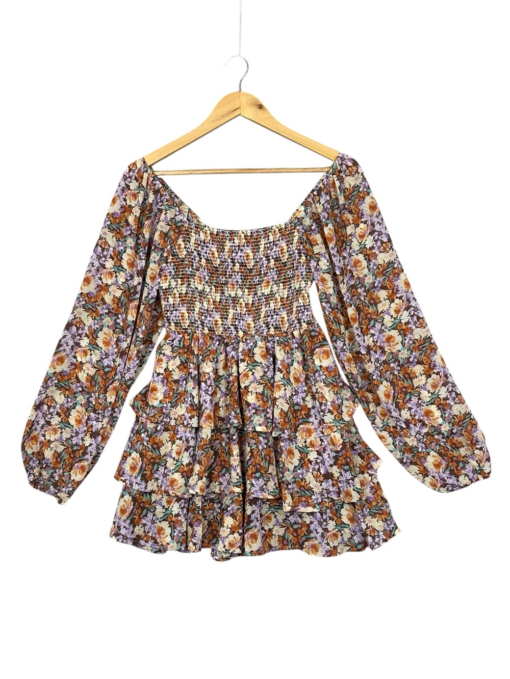 Entro Floral Boho Mini Dress Women S Multi-Color Excellent brown